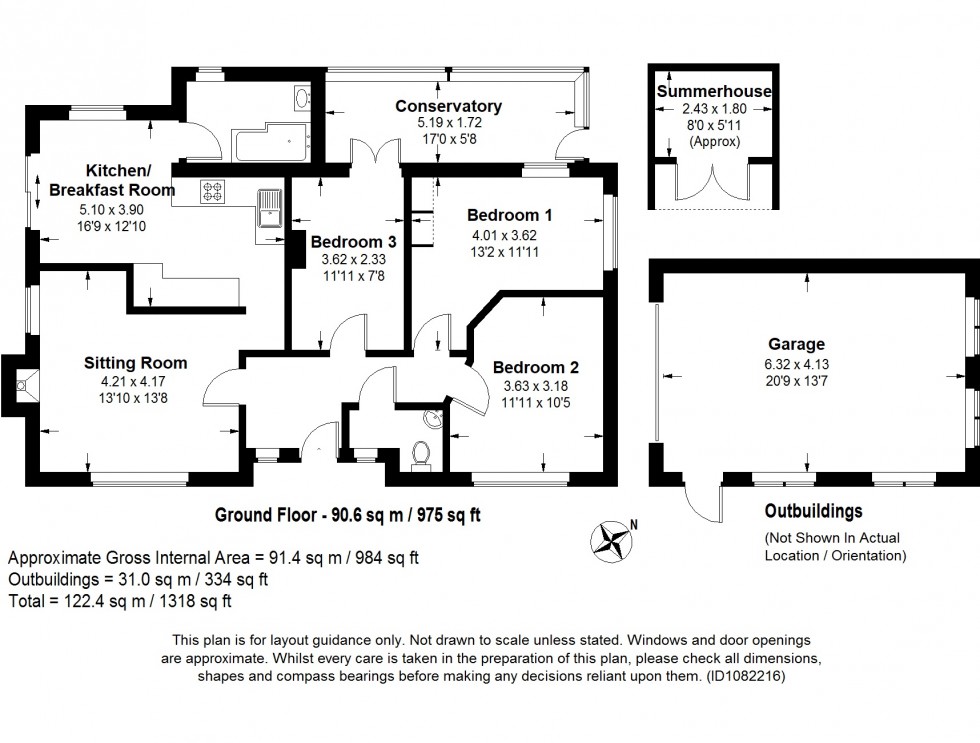 Floorplan for Kingsdown, Deal, Kent